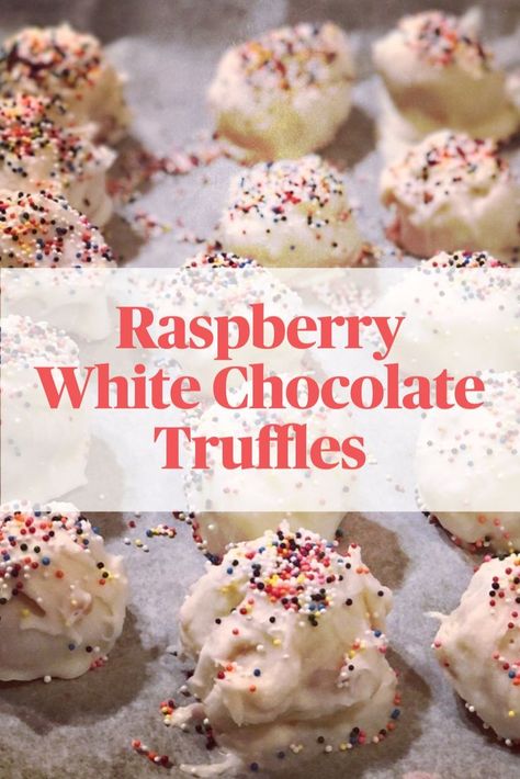 Chocolate Raspberry Truffles, Raspberry Truffles, Raspberry Truffle, Raspberry White Chocolate, White Chocolate Truffles, Candy Truffles, Almond Bark, Bake Dessert, White Chocolate Raspberry