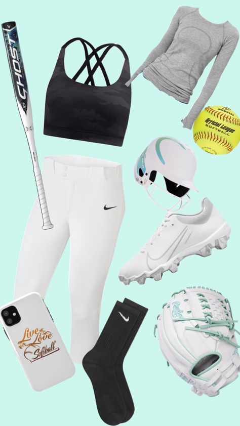 Softball Outfits For Practice, Softball Practice Outfits, Preppy Softball, Softball Clothes, Softball Clothing, Softball Bag, Softball Things, Softball Gear, School Ootd