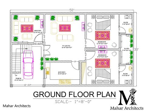 Design by Mahar Architects Burewala 5 Marla house plan size 50x30 2 bedroom 2 bath attach with bedroom tv loung drw/din porch 5 Marla House Plan, Tampa Apartments, Las Vegas Apartments, Yellow Bedroom Decor, Three Bedroom House Plan, Bedroom Tv, Ranch Style House Plans, Tv In Bedroom, Top List