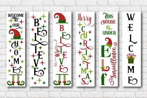 Vertical Porch Signs, Christmas Porch Signs, Merry Christmas Phrases, Vertical Signs, Design With Letters, Christmas Phrases, Elf Hat, Christmas Porch, Png Transparent Background