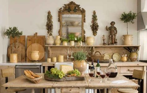 Merging themes from French and British interior design can create an eclectic and glamorous look... Provence Decor, Moore Kitchen, Unfitted Kitchen, Cocina Shabby Chic, Veranda Magazine, Deco Champetre, French Country Kitchens, Casa Vintage, French Country Kitchen