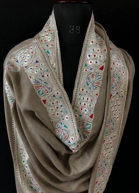 MehrajCraftsBoutique - Etsy India Kashmiri Embroidery Suits, Tilla Work Embroidery, Kashmiri Tilla Embroidery, Kashmir Embroidery, Kashmiri Suits, Soft Embroidery, Sozni Embroidery, Velvet Suit Design, Shawl For Women