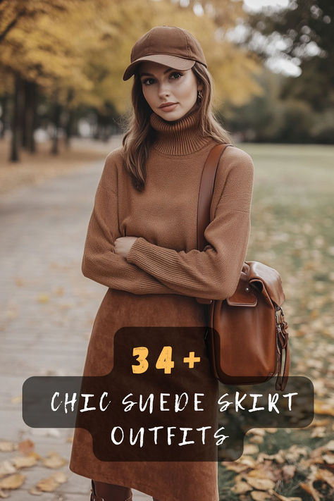 Elevate your style with 34 chic suede skirt outfit ideas that blend elegance and versatility. 👗 From casual tees to sophisticated blouses, these looks offer endless possibilities for any occasion. Curious to see how suede skirts can transform your wardrobe? Click to explore all the fashionable options! #SuedeSkirt #FashionInspo #ChicOutfits #VersatileStyle #WardrobeEssentials #ElevateYourLook #StyleIdeas Suede Skirt Outfit Fall 2024, Short Suede Skirt Outfit, Long Suede Skirt Outfit, Suede Skirt Outfit Winter, Suede Skirt Outfit Fall, Brown Skirt Outfit Ideas, Skirt Outfits With Tights, Long Suede Skirt, Grey Mini Skirt Outfit