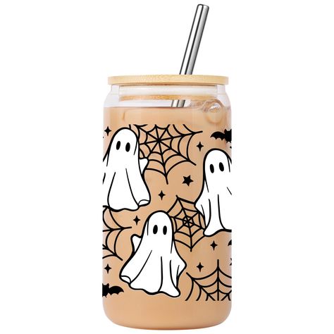 PRICES MAY VARY. Super Cute for Spooky Season: Our adorable Halloween ghost cups are perfect for Halloween or for someone who is always in the mood for Halloween; Great as Halloween gifts for women, men, friends, family, or coworkers Halloween Themed Gifts: Ideal as Halloween lover gifts, bat lover gifts, Halloween birthday gifts, spooky gifts, fall themed gifts, bat themed gifts, ghost gifts, Halloween party favors, or Halloween decoration Stay Hydrated in Style: This 16 oz iced coffee tumbler Ghost Cups, Spooky Basket, Halloween Themed Gifts, Glass Cup With Lid, Gifts For Halloween, Aesthetic Glass, Men Friends, Ghost Gifts, Cup With Lid And Straw