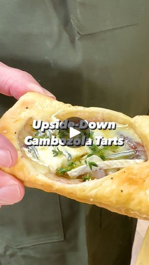 260K views · 8.2K reactions | Upside-Down Cambozola Tarts | Upside-down Cambozola onion tarts, with a hot honey flourish, are so much better than cheese and crackers—and they’re a perfect balance of flavors. The... | By Christopher Kimball’s Milk Street | Facebook Upside Down Cambozola Tarts, Cambozola Cheese Recipes, Cambozola Recipes, Savory Pastries, Party Nibbles, Side Ideas, Appetizer Party, Party Bites, Onion Tart