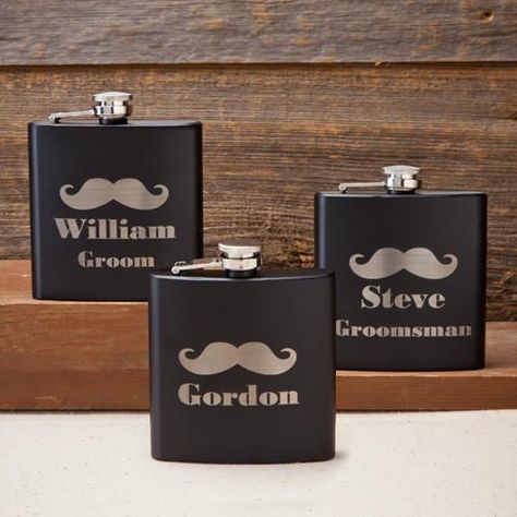 Personalized Matte Black Mustache Flask #groomsmen #weddings Groomsmen Gifts Flask, Wine Flask, Personalised Hip Flask, Groomsmen Gifts Unique, Custom Flask, Liquor Flask, Flask Set, Groomsmen Gifts Personalized, Personalized Flasks