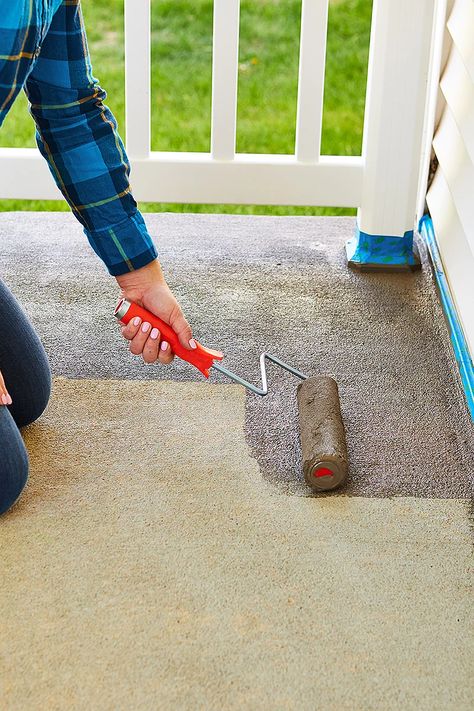 Concrete Refinishing, How To Paint Concrete, Concrete Front Porch, Concrete Repair Products, Paint Concrete Patio, Paint Concrete, Concrete Patio Makeover, Painting Cement, Porch Paint