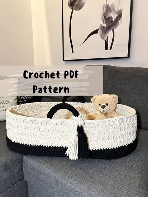 Crochet PDF pattern. Doll Moses Basket. Cradle for ReBorn Doll. Doll Bed Carrier. Gift for mom. Christmas Gift For Baby. Crochet Basket DIY. Crochet Basket Diy, Christmas Gift For Baby, Digital Tutorial, Doll Cradle, Basket Diy, Pattern Doll, Gift For Mom Christmas, Doll Bed, Diy Basket