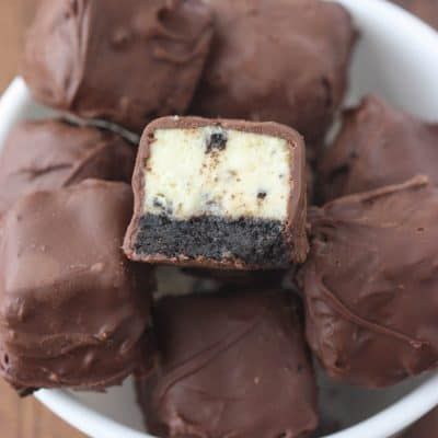 Oreo Cheesecake Bites - Tastes Better From Scratch Mini Oreo Cheesecake Bites, Oreo Bites, Chocolate Covered Cheesecake, Chocolate Mousse Cheesecake, Oreo Torte, Oreo Cheesecake Bites, Mini Oreo Cheesecake, Oreo Cheesecake Recipes, Cheesecake Bites Recipe