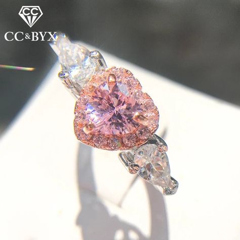 CC 925 Silver Rings For Women Princess Propose Marriage Pink Heart Cubic Zirconia Ring Romantic Bridal Wedding Bijoux CC917|Rings| - AliExpress Jewelry 2024, Bar Setting, Ring Model, Gold Color Ring, 2024 Wedding, Writing Gifts, Trendy Ring, Proposal Engagement, Cubic Zirconia Rings