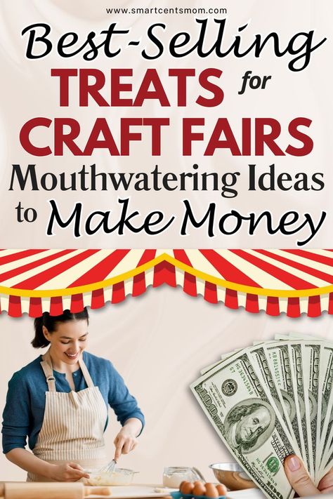 Check out our blog on the best treats to sell at craft fairs. Learn how to make and sell festive goodies like sugar cookies, peppermint bark, and more. Perfect for creative moms looking to start a side hustle! #sidehustles #makemoney #creativemoms #bakingideas Craft Fair Food Ideas To Sell, Homemade Treats To Sell, Food Items To Sell At Craft Fairs, Farmers Market Ideas To Sell Food, Best Sellers At Craft Shows, Food To Make And Sell, Market Ideas To Sell, Christmas Market Ideas, Treats To Sell