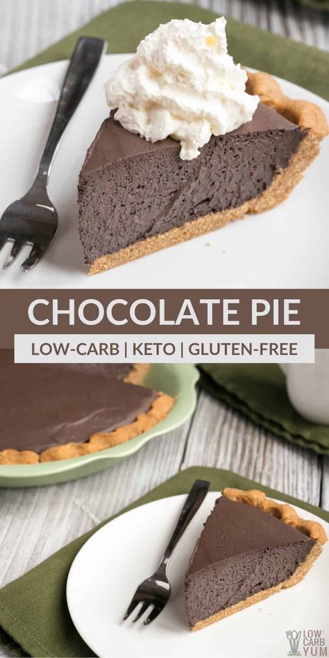 Peanut Butter Crust, Chocolate Mousse Pie, Mousse Pie, Easy Chocolate Mousse, Dark Chocolate Mousse, Postre Keto, Thm Desserts, Low Carb Treats, Sugar Free Low Carb