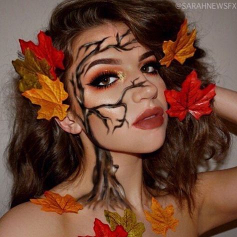 @5fingerssfx on Instagram: "🍂FEATURED ARTIST🍁. . @sarahnewsfx @sarahnewsfx . . "Get ready, boys. Fall's here and it's only gonna get colder!" . ❌Follow my own work at @5fingerssfx . . {WANT TO BE FEATURED?!} . ✨Follow & Use #5FingersSFX on your Makeup Looks, Videos, and Cosplays for the chance to be featured. . 📲 Tagging me works too! 😉. . 📲OR buy one of my t-shirts (link in bio) and DM me proof of purchase for a Guaranteed feature! . #SFX #spfx #specialeffects #specialfx #fantasymakeup #cr Fall Leaf Makeup Looks, Fall Creative Makeup, Fall Leaves Makeup, Tree Makeup Look, Autumn Makeup Looks Fall, Makeup Otoño, Makeup Looks Videos, Leaf Makeup, Thanksgiving Makeup Looks