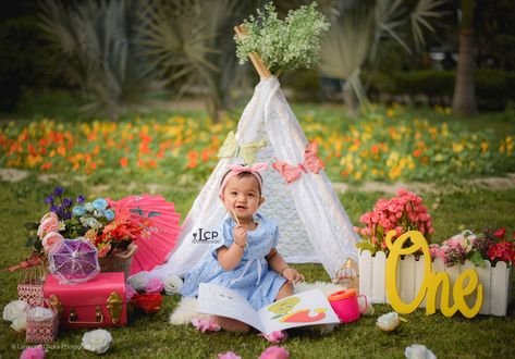 Floral Outdoor Session 1st Birthday Outdoor Decorations, 1st Birthday Outdoor Photoshoot, Birthday Outdoor Decorations, Outdoor Cake Smash, Baby Boy Birthday Outfit, Sitter Photography, Bday Stuff, Tent Decor, 1st Birthday Photoshoot