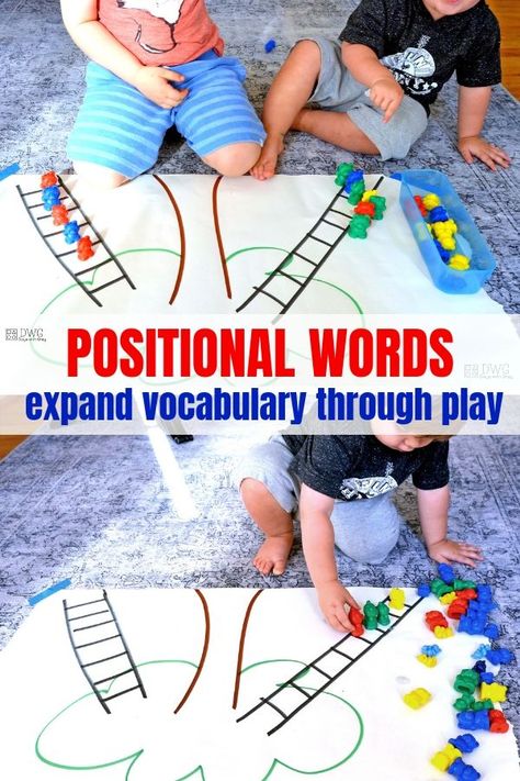 positional words for preschool, hands on learning to expand vocabulary Prek Positional Word Activities, Positional Language Activities Preschool, Preschool Concepts Activities, Fall Positional Words Activity, Preschool Literacy Activity, Positional Words Activities Kindergarten, Positional Words Preschool Activities, Positional Language Eyfs Activities, Teaching Positional Words Preschool