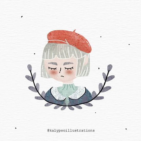 Girl With Beret | ♥ I wanted to join too the #drawthisinyourstyle challenge hosted by fellow artist @lovesoup for her 80k followers,… Beret Drawing, Drawthisinyourstyle Challenge, Chinese Logo, 80k Followers, Style Challenge, Girl Drawing, Snoopy, Illustrations, ? Logo