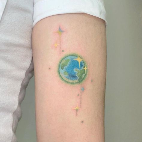 Earth Tattoo Color, Pikachu Tattoo, Four Leaf Clover Tattoo, Her Tattoo, One Tattoo, Magic Runes, Uv Tattoo, Clover Tattoos, Sick Tattoo