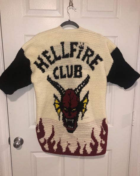 Stranger Things Knitting Pattern, Stranger Things Crochet Pattern, Crochet Stranger Things, Stranger Things Crochet, Hellfire Club Svg, Stranger Things Sweater, Hellfire Club Hoodie, Hellfire Club Stranger Things, Stranger Things Hellfire Club