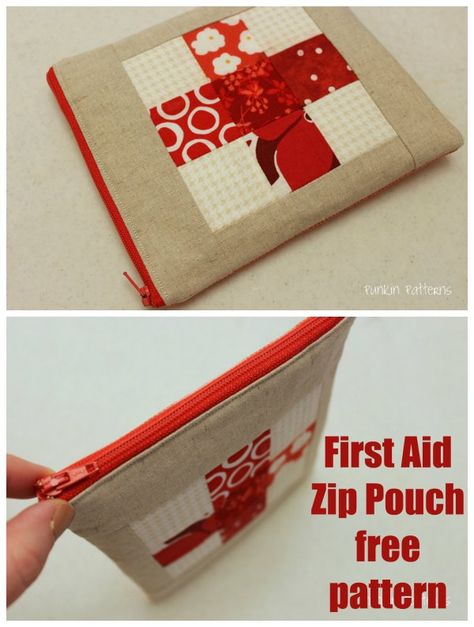 FREE Zipper pouch sewing pattern. This first aid kit zipper pouch sewing pattern is ideal to carry in your purse or in the car. Bag to sew for EpiPen. First aid kit bag sewing pattern. Easy zipper bag sewing pattern free. #BagSewingPattern #ZipperPouchSewingPattern #SewABag #SewAZipperPouch #SewingForFree #FreeSewingPattern #FreeSewingTutorial Sewing Kit Pouch, Pouch Sewing, Modern Bag, Sewing Tutorials Free, Pouch Pattern, First Aid Kit, Zipped Bag, First Aid, Bag Patterns To Sew