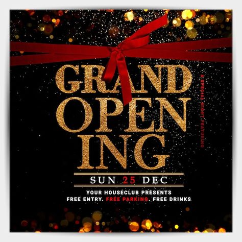 PSD grand openning party flyer template | Premium Psd #Freepik #psd #nightclub #nightlife #club-party #club Grand Opening Poster, Grand Opening Invitations, Nightlife Club, Party Flyer Template, Opening Night, Club Party, Party Flyer, Grand Opening, Flyer Template