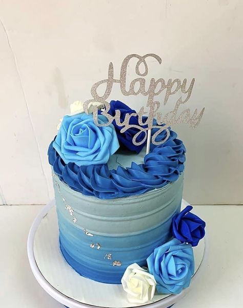 Shades Of Blue Birthday Cake, Blue Birthday Cake, Blue Birthday Cakes, Blue Cakes, Blue Birthday, Birthday Cakes, Shades Of Blue, Light Colors, Birthday Cake