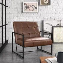 Trent Austin Design® Eisenman 71Cm Armchair | Wayfair Leather Accent Chairs, Tufted Armchair, Tufted Accent Chair, Tufted Arm Chair, Leather Accent Chair, Modern Accent Chair, Accent Arm Chairs, Chair Types, Arm Chairs