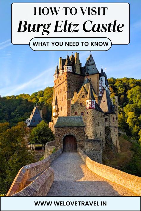 📌Pin this post to read it later! This guide outlines everything you need to know to visit Burg Eltz Castle - one of Germany's most beautiful castles! This guide includes how to get there, when to visit, and how to get tickets. #burgeltz #eltzcastle #visitgermany #traveltips #travelguide #travelblog [ Travel Guide | Travel Tips | Travel Blog | How to Visit | Burg Eltz Castle | Germany Castle | Bucket List Travel | Hidden Gem | Visit Europe ] Eltz Castle Germany, Burg Eltz Castle, Eltz Castle, Koblenz Germany, Castle In Germany, Rhine Valley, Bucket List Life, Castle Germany, European River Cruises