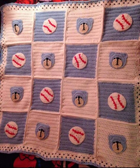 Baseball blanket Baseball Crochet Blanket, Baseball Crochet, Blanket Crochet Ideas, Baseball Baby Blanket, Crochet Baby Blanket Ideas, Crochet Boys, Baseball Blanket, Sports Blanket, Baby Blanket Ideas