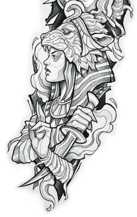 Mythology Drawings, Elf Tattoo, Savage Tattoo, Designer Tattoo, Egyptian Aesthetic, Neo Tattoo, Tattoo Shading, Lion Head Tattoos, Jesus Drawings