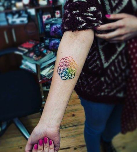 Coldplay Symbols, Kaleidoscope Tattoo, Coldplay Tattoo, Yellow Tattoo, Tattoo 2017, Symbols Tattoo, Planet Tattoos, Tattoo Videos, Music Tattoos