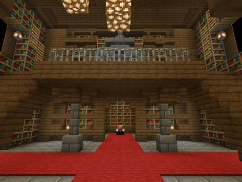 Minecraft Library Design, Minecraft Library Ideas, Minecraft Staircase, Minecraft Library, Minecraft Room Decor, Minecraft Underground, Interior Minecraft, Minecraft Village, Minecraft Houses Survival