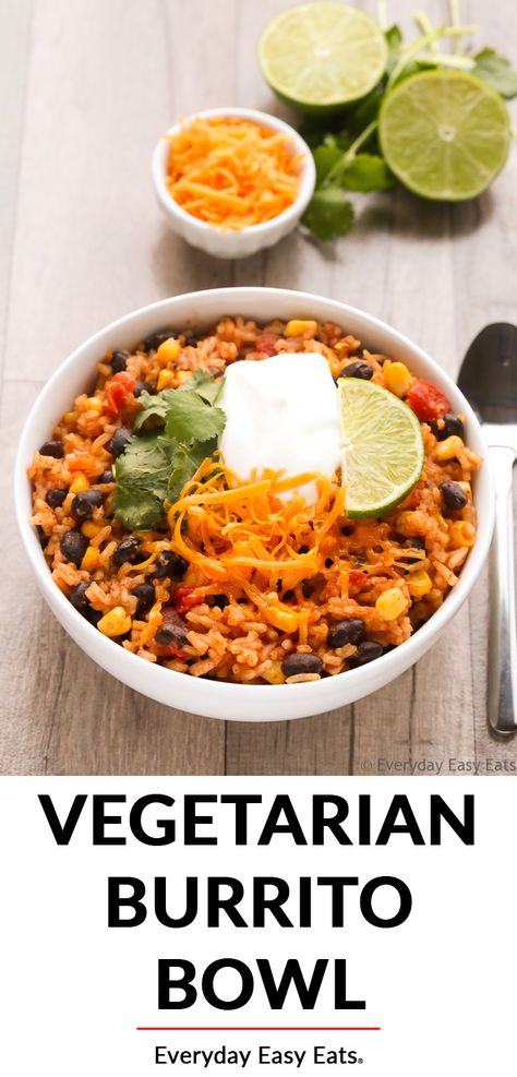 Burrito Bowl Vegetarian, Burrito Rice, Veggie Burrito Bowl, Vegetarian Burrito Bowl, Vegan Burrito Bowl, Rice Ideas, Burrito Bowl Meal Prep, Vegetarian Burrito, Best Food Recipes