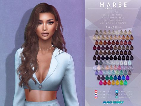 The Sims Resource - [Patreon] Maree - Hairstyle Hair The Sims 4, The Sims 4 Cabelos, Sims 4 Tsr, Mod Hair, Muebles Sims 4 Cc, Wavy Hairstyle, Pelo Sims, Free Sims 4, The Sims 4 Packs