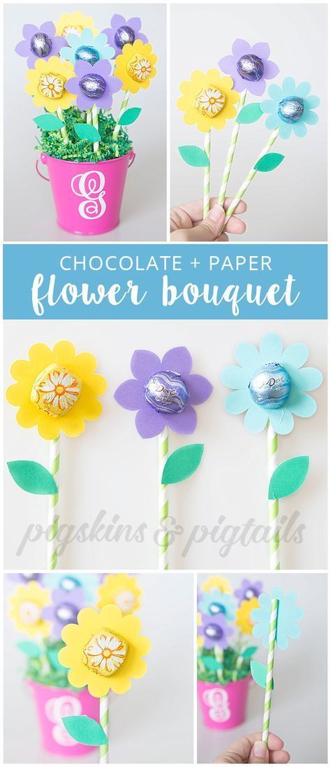 Teacher Appreciation Flower Gift with Dove Chocolates | Digital SVG cut file for the flowers available at pigskinsandpigtails.com Paper Flowers With Candy Center, Teacher Flowers Gifts, Spring Teacher Appreciation Gifts, Flowers For Teachers Gifts, Spring Diy Gifts, Flower For Teacher Appreciation, Flower Ideas For Teacher Appreciation, Spring Gift For Teachers, Flower Gifts For Teachers