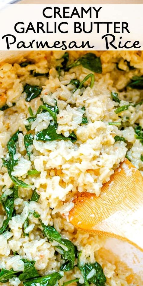 Easy Rice Sides For Dinner, Easy Quick Side Dishes For Dinner, Rice Side Recipes For Dinner, Healthy Rice Side Dishes For Dinner, Spinach Parmesan Rice, Basmati Rice Side Dish Recipes, Parmasean Rice Recipe, Rice Side For Steak, Easy Side Dishes With Chicken