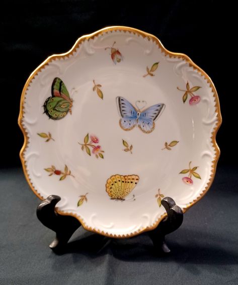 Anna Weatherley, Butterflies Flowers, Butter Plate, Bread Butter, Porcelain Plate, Budapest Hungary, Painted Porcelain, Porcelain Plates, Hand Painted Porcelain