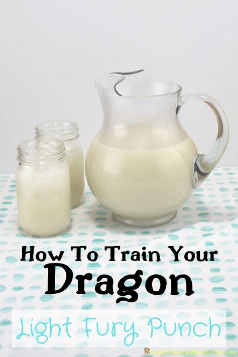 Make Light Fury Punch for your How to Train Your Dragon party. It's a fizzy coconut drink that everyone will love. Light Fury Birthday Party, How To Train Your Dragon Birthday Party, Dragon Themed Food, How To Train Your Dragon Snacks, How To Train Your Dragon Food, How To Train Your Dragon Party, Dragon Party Food, How To Train Your Dragon Snack Ideas, How To Train Your Dragon Party Decor