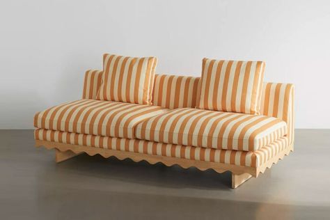 Best Striped Living Room Sofas Design Trend: 10 Easy Pieces Striped Living Room, Sofas Design, Striped Sofa, Gathering Table, Living Room Sofas, Tile Countertops, Countertop Design, Latest Design Trends, Hall Design