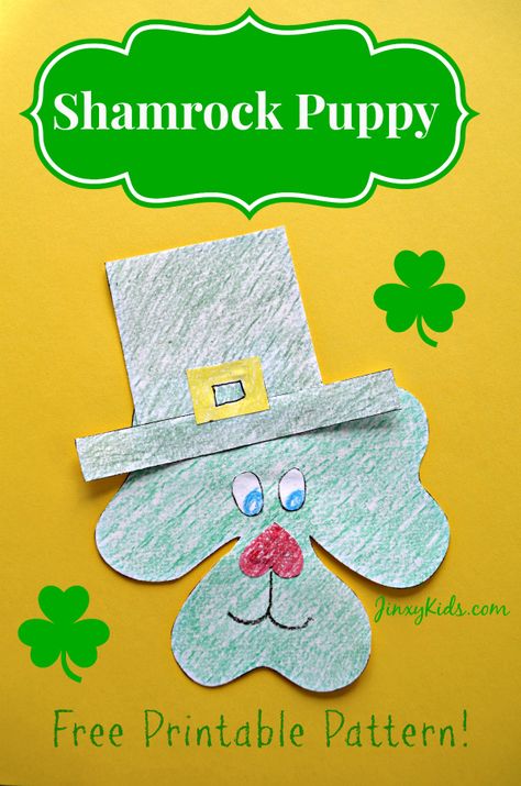 St. Patrick’s Day Craft: Free Shamrock Puppy Activity St Patricks Day Crafts, Unicorn Crafts For Kids, Puppy Crafts, Shamrock Craft, March Crafts, St Patricks Crafts, St. Patrick's Day Crafts, St Patricks Day Crafts For Kids, Unicorn Crafts