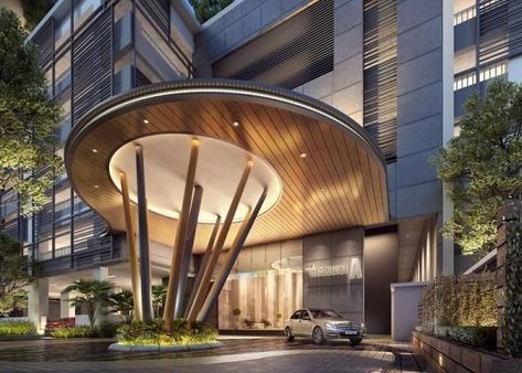 Hotel Entrance Design Exterior, Entrance Design Exterior, Hotel Entrance Design, Condominium Entrance, Hotel Canopy, Hotel Facade, Exterior Entry Doors, Building Entrance, Building A Porch