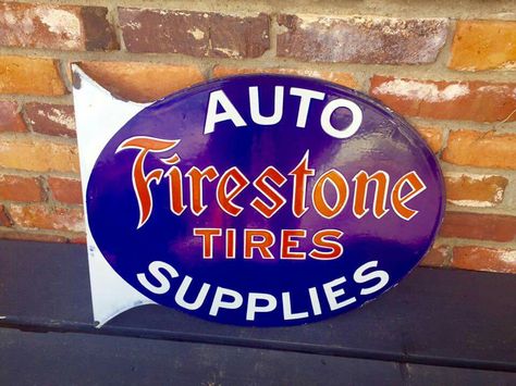 Beautiful original porcelain Firestone Tires flange sign Garage Moto, Firestone Tires, Shop Truck, Porcelain Signs, Auto Art, Sign Man, Gas Pumps, Old Signs, Sign Ideas