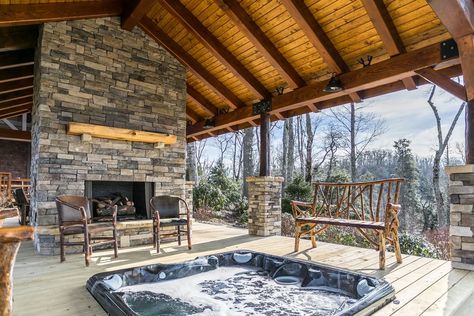 Cabin Family Room, Rustic Spa, Camp Lodge, Romantic Cabin Getaway, Hot Tub Room, Rustic Homes, Romantic Cabin, Pisgah National Forest, Tub Ideas