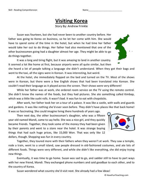 Reading Comprehension Worksheet - Food Poisoning Fifth Grade Reading, Visiting Korea, English Reading Skills, Improve English Writing, Simple Essay, Reading Comprehension Texts, Easy Essay, Writing Comprehension, Teaching Reading Comprehension