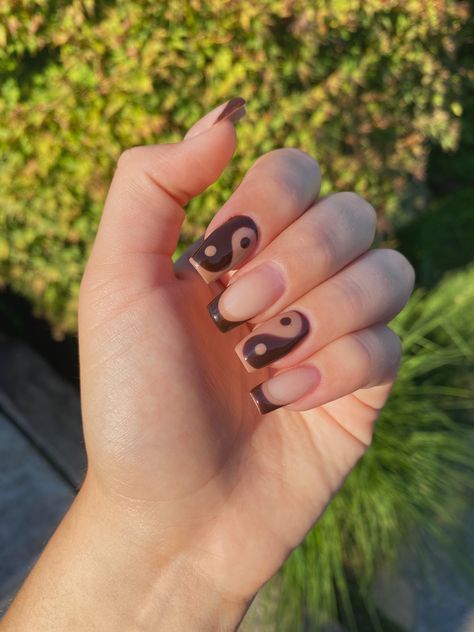 Ying Yang Nails, Yin Yang Nails, Nails Square, Ying Yang, French Tip Nails, Nail Stickers, Yin Yang, Coffin Nails, Makeup Nails