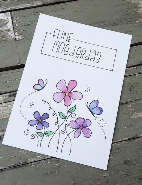 Card Design Ideas Drawing, Painted Greeting Cards, Doodle Art Flowers, Doodle Frame, Hand Drawn Cards, Birthday Card Drawing, Prima Marketing, Watercolor Greeting Cards, Paint Cards