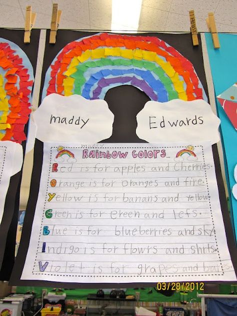 St. Patricks Day? Rainbow poem! Handwriting Simple Arts, March Ideas, Spring Kindergarten, Spring Writing, March Activities, Rainbow Writing, Spring Classroom, Spring School, 1st Grade Writing