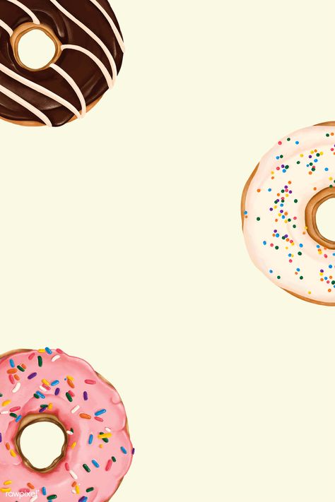 Doughnuts patterned on beige background vector | free image by rawpixel.com / Noon Green Tea Donut, Dessert Wallpaper, Donut Background, Cupcake Template, Cookie Vector, Pink Doughnuts, Cake Icon, Donut Vector, Cupcake Vector