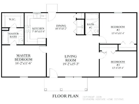 Southern Bedrooms, 1200 Sq Ft House, 2000 Sq Ft House, Square House Plans, House Plan With Loft, Basement House Plans, Cat Houses, Mediterranean House Plans, House Plans One Story