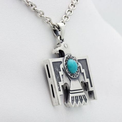 Sterling Silver Navajo Thunderbird Pendant American Bracelet, Eagle Pendant, Turquoise Jewellery, Native American Bracelets, Beaded Art, Silver Turquoise Jewelry, Silver Jewellery Indian, Handcrafted Necklace, Native American Art