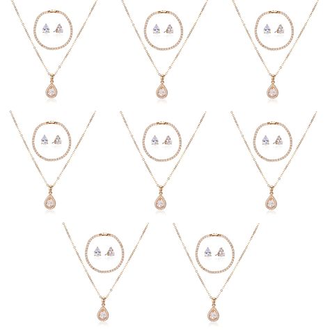 PRICES MAY VARY. ◆JEWELRY SET SIZE◆ The Necklace Chain Long 18"+2" Extender(45.7-50.8 CM) with Lobster Clasp,Pendant Size: 22.6*15.5 MM,The Earrings Size: 20.5*9.8 MM（Length Including Ear Hook）,The Bracelet Long 7"+2" Extender(17.7-22.8 CM) with Lobster Clasp,Total Weight:Approx 18 Grams(Net Weight Of a Set Of Products).（NOTE: Manual Measured, There Will Be A Little Different.Please Understand! ） ◆PRODUCT ATTRIBUTE◆ These Jewelry are Made of High Quality Eco-Friendly Copper,18k Gold or Rose Gold Bridesmaid Jewelry Set, Gift For Wedding, Bridesmaid Jewelry Sets, Bridesmaids And Groomsmen, Teardrop Necklace, Teardrop Pendant, Ear Hook, Gifts For Wedding Party, Bridesmaid Jewelry